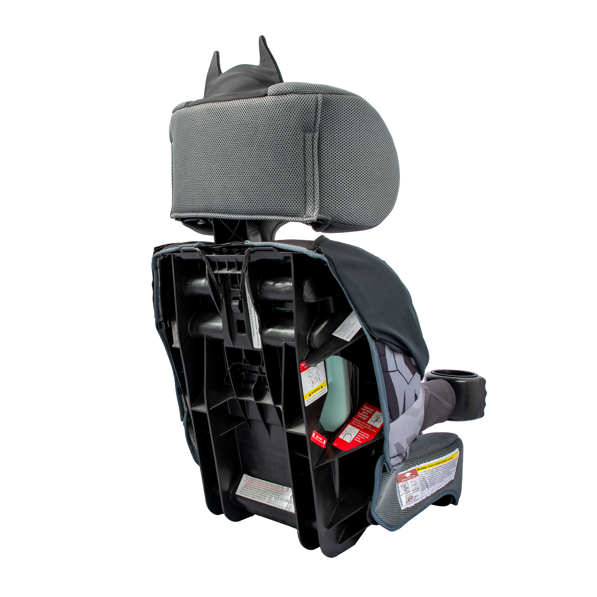 KidsEmbrace DC Comics Batman Caped Crusader High Back Booster Car Seat (NO HARNESS - NO LATCH) For Children weighing 40-100lbs - Grey Blanket Included