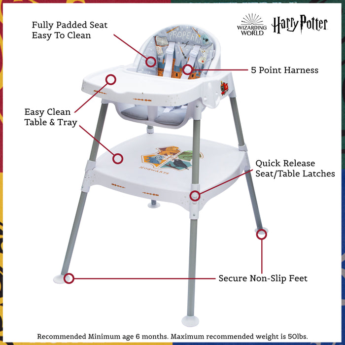 Harry Potter Magical 4-in-1 High Chair | Infant to Kids - Transfigures to Table & Chair, Up to 50lbs